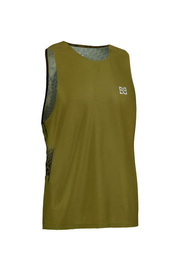 Rekord Run Singlet Army Green - Men's